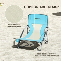 Outsunny Set of 2 Folding Beach Chairs with Mesh Back, Carry Bag and Cup Holder for Outdoor Camping Lawn, 22.8" x 21.7" x 24.4"(m-5)