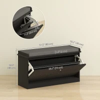 HOMCOM Shoe Storage with Seat, Upholstered Hallway Bench, Shoe Bench with Flip Drawer, Adjustable Shelf for 8 Pairs of Shoes(m-3)