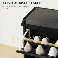 HOMCOM Shoe Storage with Seat, Upholstered Hallway Bench, Shoe Bench with Flip Drawer, Adjustable Shelf for 8 Pairs of Shoes(m-5)