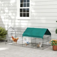 PawHut 73" Small Animal Cage with Roof, Indoor/Outdoor Use,  for Chicken, Rabbits, Chinchillas, Green(m-8)