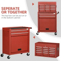 DURHAND 6-Drawer Tool Chest Set with 4 Wheels, Lockable Rolling Tool Box and Storage Cabinet for Garage Factory Workshop, Red(m-4)