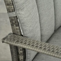 Outsunny Outdoor Wicker Rocking Chair with Cushion, Patio PE Rattan Recliner Chair with Adjustable Footrest, Armrests, Mixed Grey(m-11)