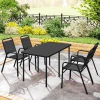 Outsunny Stackable Outdoor Dining Chairs Set of 4, for Patio, Balcony, Deck, Garden, Black(m-10)
