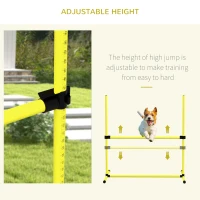 PawHut Set of 4 Dog Agility Training Equipment Adjustable Jump Bar Pet Exercise Kit with Carrying Bag (Yellow)(m-4)