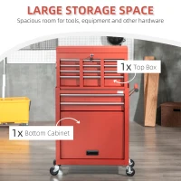 DURHAND 6-Drawer Tool Chest Set with 4 Wheels, Lockable Rolling Tool Box and Storage Cabinet for Garage Factory Workshop, Red(m-5)