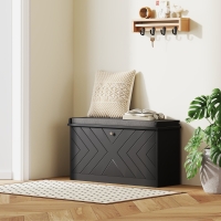 HOMCOM Shoe Storage with Seat, Upholstered Hallway Bench, Shoe Bench with Flip Drawer, Adjustable Shelf for 8 Pairs of Shoes