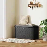 HOMCOM Shoe Storage with Seat, Upholstered Hallway Bench, Shoe Bench with Flip Drawer, Adjustable Shelf for 8 Pairs of Shoes(m-1)