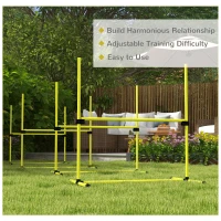PawHut Set of 4 Dog Agility Training Equipment Adjustable Jump Bar Pet Exercise Kit with Carrying Bag (Yellow)(m-7)