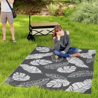 Outsunny Reversible Outdoor RV Rug, Patio Floor Mat, 6' x 9' Plastic Rug for Backyard, Deck, Beach, Camping, Grey and White(m-11)