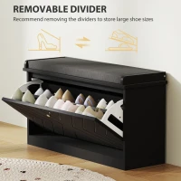 HOMCOM Shoe Storage with Seat, Upholstered Hallway Bench, Shoe Bench with Flip Drawer, Adjustable Shelf for 8 Pairs of Shoes(m-6)