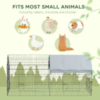 PawHut 87" Small Animal Cage with Roof, Indoor/Outdoor Use,  for Chicken, Rabbits, Chinchillas, Silver(m-4)