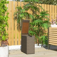 Outsunny 17-Gallon Small Deck Box, Wicker Outdoor Storage Box with Acacia Wood Top for Patio Cushions and Garden Tools, Teak(m-10)