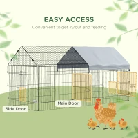 PawHut 87" Small Animal Cage with Roof, Indoor/Outdoor Use,  for Chicken, Rabbits, Chinchillas, Silver(m-5)