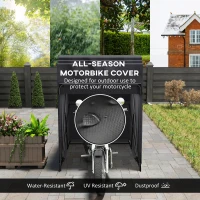 Outsunny Motorcycle Shelter, Waterproof Motorcycle Cover Tent with 2 Mesh Windows, UV Protected & Dustproof Bike Storage Shed(m-4)