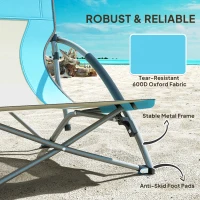 Outsunny Set of 2 Folding Beach Chairs with Mesh Back, Carry Bag and Cup Holder for Outdoor Camping Lawn, 22.8" x 21.7" x 24.4"(m-7)
