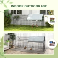PawHut 87" Small Animal Cage with Roof, Indoor/Outdoor Use,  for Chicken, Rabbits, Chinchillas, Silver(m-6)
