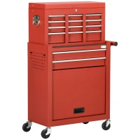 DURHAND 6-Drawer Tool Chest Set with 4 Wheels, Lockable Rolling Tool Box and Storage Cabinet for Garage Factory Workshop, Red(m-11)