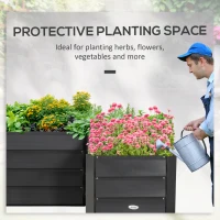 Outsunny 45" x 45" x 17" L-Shaped Galvanized Steel Raised Garden Bed for Vegetables, Flowers, Herbs, Dark Grey(m-6)
