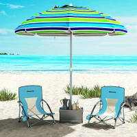 Outsunny Set of 2 Folding Beach Chairs with Mesh Back, Carry Bag and Cup Holder for Outdoor Camping Lawn, 22.8" x 21.7" x 24.4"(m-8)