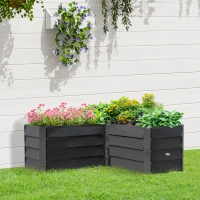Outsunny 45" x 45" x 17" L-Shaped Galvanized Steel Raised Garden Bed for Vegetables, Flowers, Herbs, Dark Grey(m-7)