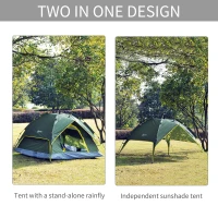 Outsunny 7' x 6' Lightweight 2 Person Pop-Up Camping Tent With Removable Waterproof Rainfly(m-4)