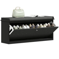 HOMCOM Shoe Storage with Seat, Upholstered Hallway Bench, Shoe Bench with Flip Drawer, Adjustable Shelf for 10 Pairs of Shoes(m-11)