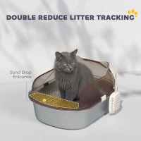 PawHut Stainless Steel Cat Litter Box with High Sided Enclosure, Scoop, Non-Sticky & Anti-Urine Leakage, Easy Cleaning(m-6)