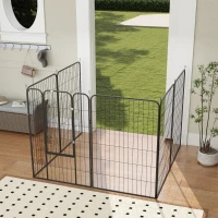 PawHut 8 Panel Pet Playpen Play Yard Fence Home DIY Heavy-Duty Metal Foldable Indoor Outdoor 47"H(m-10)