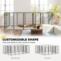 PawHut 16 Panels Dog Playpen with Strap, Portable & DIY, for Large Dogs, for Yard, RV, Camping, Garden, 47" Height(m-5)