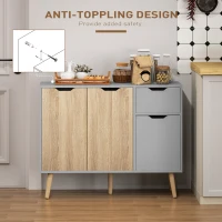 HOMCOM 35" Sideboard Storage Cabinet with Drawer, Grey and Nature Wood(m-5)