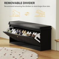HOMCOM Shoe Storage with Seat, Upholstered Hallway Bench, Shoe Bench with Flip Drawer, Adjustable Shelf for 10 Pairs of Shoes(m-6)