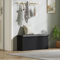 HOMCOM Shoe Storage with Seat, Upholstered Hallway Bench, Shoe Bench with Flip Drawer, Adjustable Shelf for 10 Pairs of Shoes(m-9)