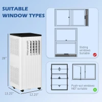 HOMCOM 10000 BTU Smart WiFi Enabled Portable Air Conditioner for Rooms Up to 237 Sq. Ft., 3-in-1 Moible AC Unit with Dehumidifier, Fan, Sleep, App & Remote, 24H Timer, Window Installation Kit, White(m-3)