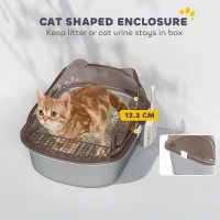 PawHut Stainless Steel Cat Litter Box with High Sided Enclosure, Scoop, Non-Sticky & Anti-Urine Leakage, Easy Cleaning(m-4)