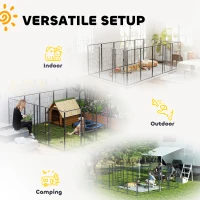 PawHut 16 Panels Dog Playpen with Strap, Portable & DIY, for Large Dogs, for Yard, RV, Camping, Garden, 47" Height(m-6)