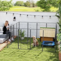 PawHut 16 Panels Dog Playpen with Strap, Portable & DIY, for Large Dogs, for Yard, RV, Camping, Garden, 47" Height(m-1)