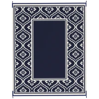 Outsunny Reversible Outdoor Rug, Waterproof Plastic Straw with Carry Bag, 8' x 10', Blue & White Gourd Border(m-12)