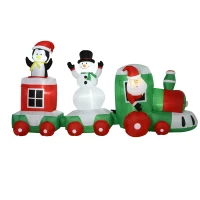HOMCOM 11' Long Lighted Christmas Inflatable Train Santa Claus Indoor Outdoor(m-11)