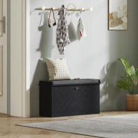 HOMCOM Shoe Storage with Seat, Upholstered Hallway Bench, Shoe Bench with Flip Drawer, Adjustable Shelf for 8 Pairs of Shoes(m-9)