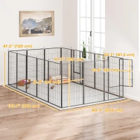 PawHut 16 Panels Dog Playpen with Strap, Portable & DIY, for Large Dogs, for Yard, RV, Camping, Garden, 47" Height(m-3)