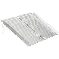 HOMCOM 2ft Wheelchair Ramp Foldable Portable Easy Access Carrier Ramp with Carrying Handle Aluminum(m-11)