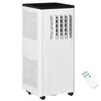 HOMCOM 10000 BTU Smart WiFi Enabled Portable Air Conditioner for Rooms Up to 237 Sq. Ft., 3-in-1 Moible AC Unit with Dehumidifier, Fan, Sleep, App & Remote, 24H Timer, Window Installation Kit, White(m-12)