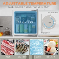 HOMCOM 1.1 Cu.Ft Countertop Mini Freezer, Compact Upright Freezer with Removable Shelves, White(m-4)