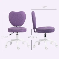 HOMCOM Heart Love Shaped Back Design Office Chair with Adjustable Height, Purple(m-3)