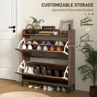 HOMCOM Shoe Cabinet Organizer with 2 Flip Drawers, Legs, Narrow Shoe Storage Cabinet for Entryway, Hallway, Rustic Brown(m-5)
