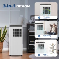HOMCOM 8000 BTU Smart WiFi Enabled Portable Air Conditioner for Rooms Up to 215 Sq. Ft., 3-in-1 Moible AC Unit with Dehumidifier, Fan, Sleep, App & Remote, 24H Timer, Window Installation Kit, White(m-4)