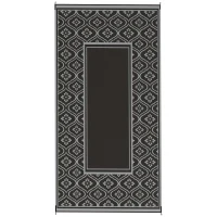 Outsunny Reversible Outdoor Rug, Waterproof Plastic Straw with Carry Bag, 9' x 18', Black & Gray Gourd Border(m-12)