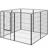 PawHut 8 Panel Pet Playpen Play Yard Fence Home DIY Heavy-Duty Metal Foldable Indoor Outdoor 47"H(m-2)