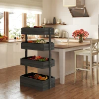 Outsunny Outdoor Wooden Vertical Garden Planter, 4 Tier Planter Box, Self-Draining for Flowers, Vegetables, Herbs, Gray(m-8)