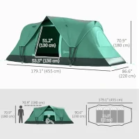 Outsunny 5-6 Person Family Tent, Outdoor Camping Tent with Lighting Hook, Carrying Bag for Camping, Hiking and Travelling, Green(m-3)